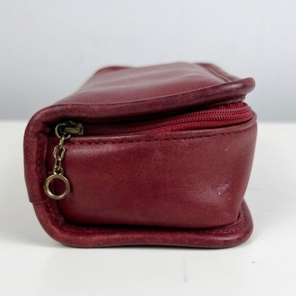 Coach Vintage Chunky Chubby Smooth Red Leather Zip Makeup Cosmetic Travel Case - Picture 4 of 16